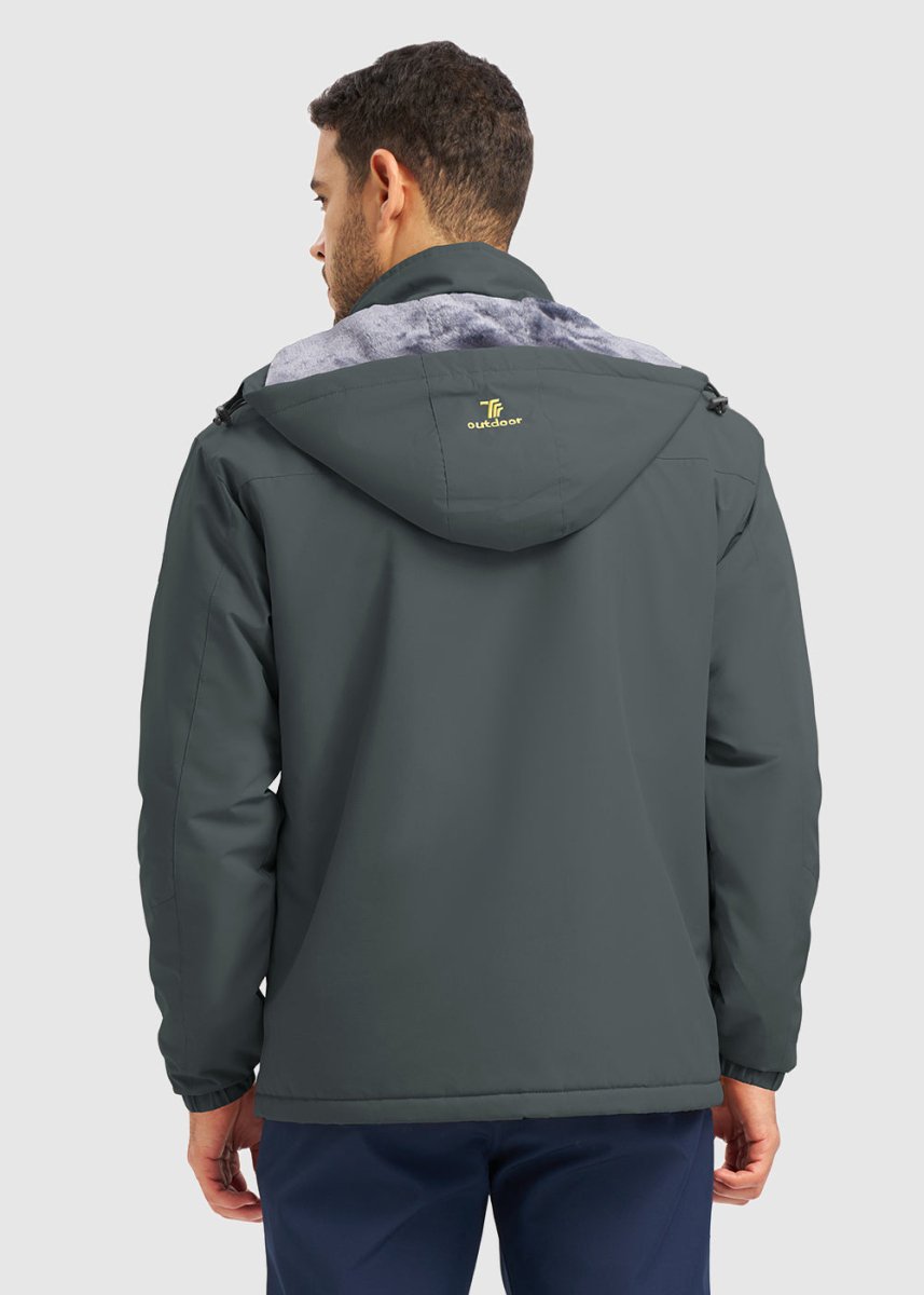 Men's Water Resistant Skiing Windbreaker Hooded Jacket - TBMPOY