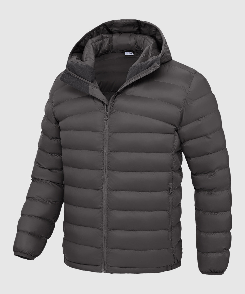Men's Lightweight Puffer Hooded Jacket - TBMPOY