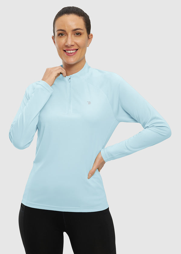 Women's UPF 50+ Quarter Zip Outdoor Athletic Shirts