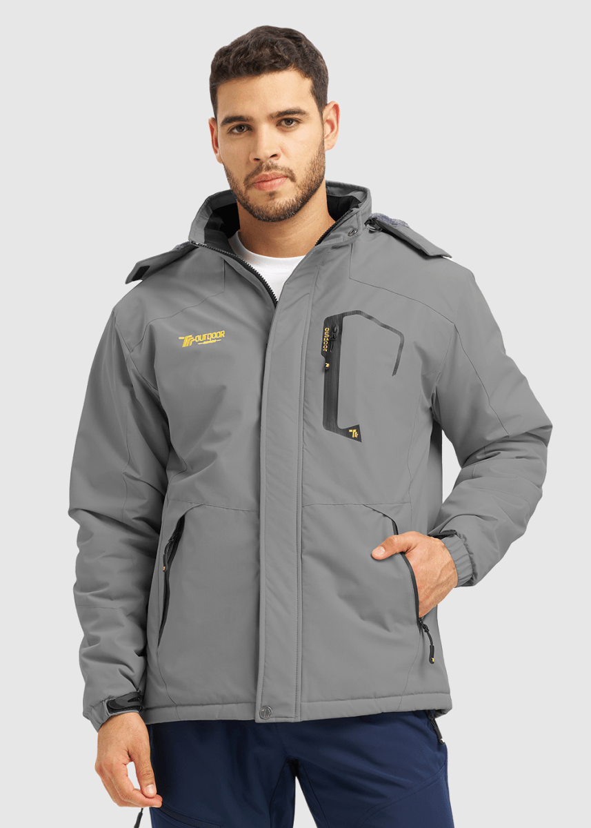 Men's Water Resistant Skiing Windbreaker Hooded Jacket - TBMPOY