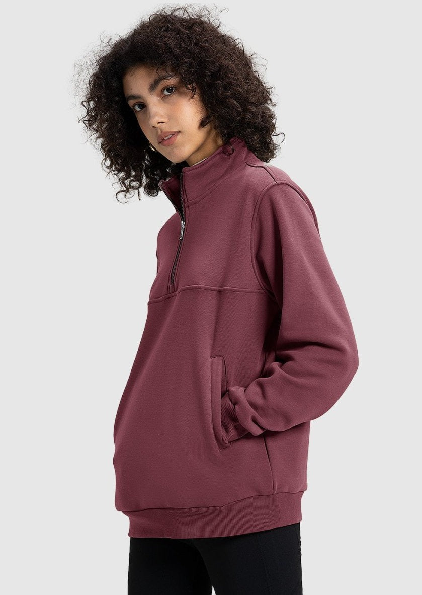 Women's 1/4 Zip Warm Fleece Casual Pullover - TBMPOY