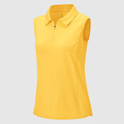 Women's UPF 50+ Quick Dry Zip Sleeveless Polo Shirt - TBMPOY