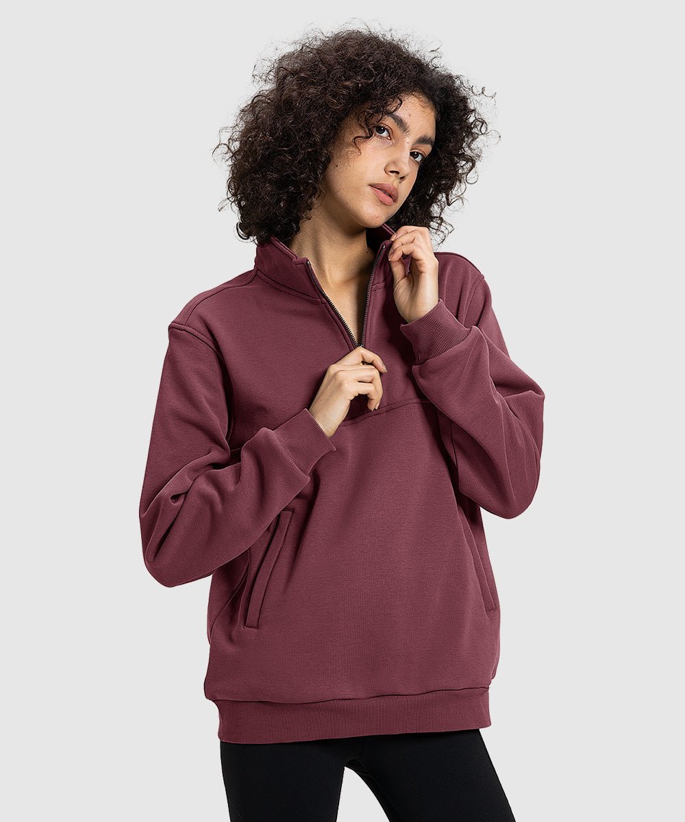 Women's 1/4 Zip Warm Fleece Casual Pullover - TBMPOY