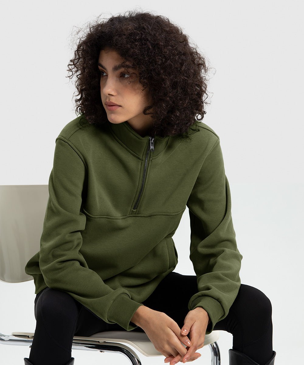 Women's 1/4 Zip Warm Fleece Casual Pullover - TBMPOY