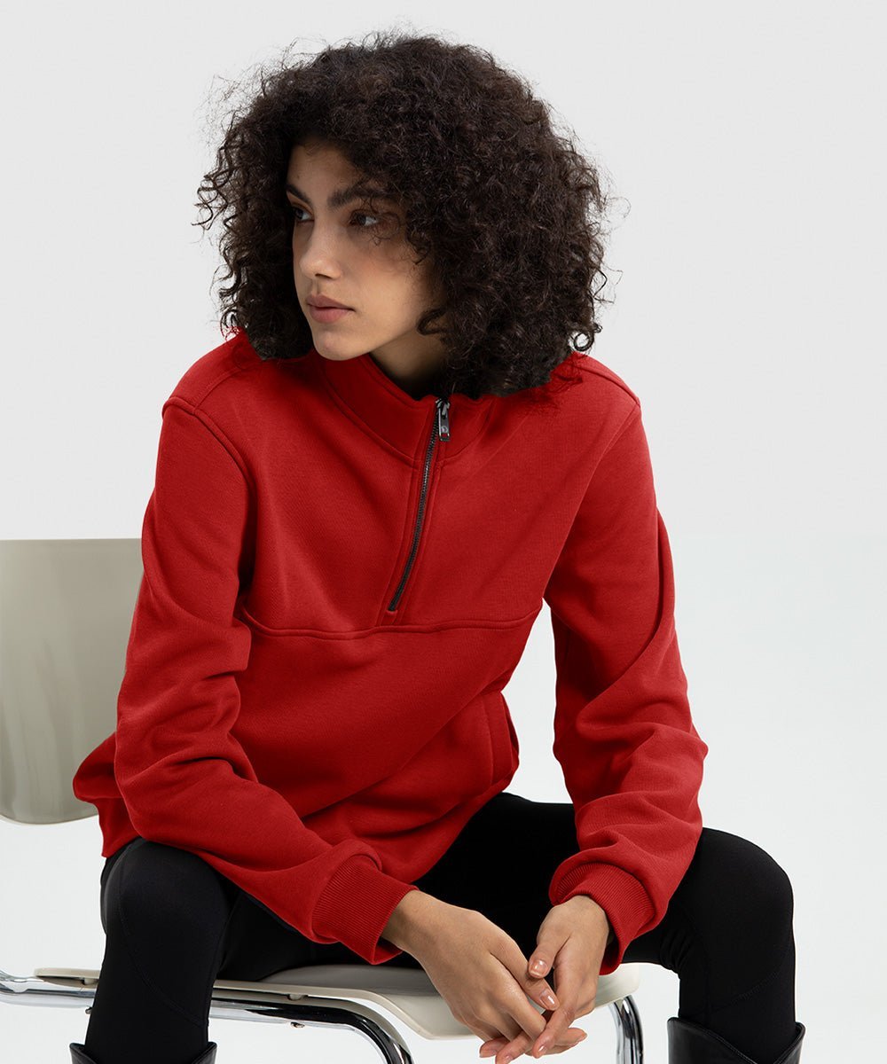 Women's 1/4 Zip Warm Fleece Casual Pullover - TBMPOY