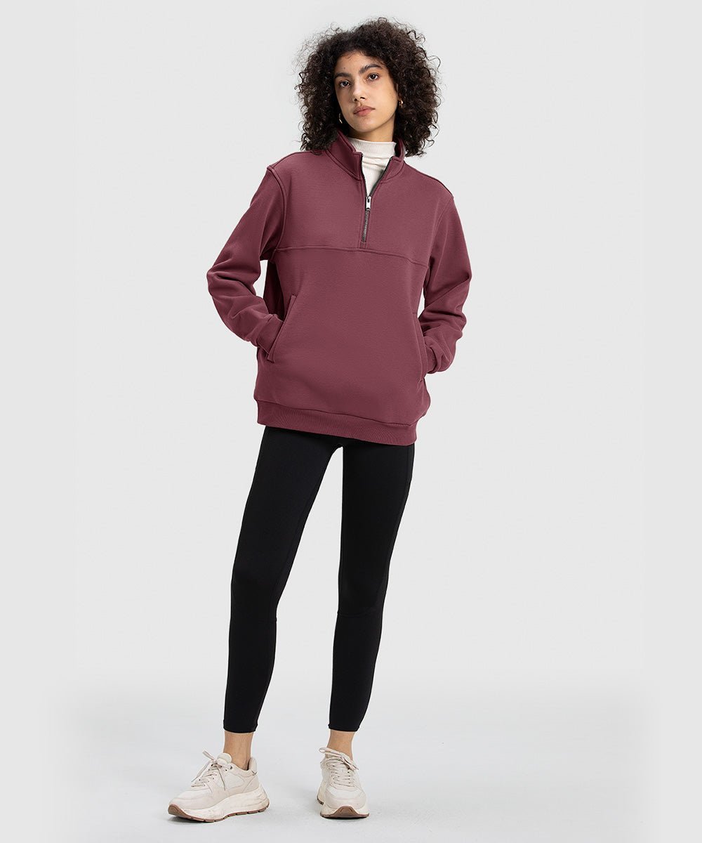 Women's 1/4 Zip Warm Fleece Casual Pullover - TBMPOY