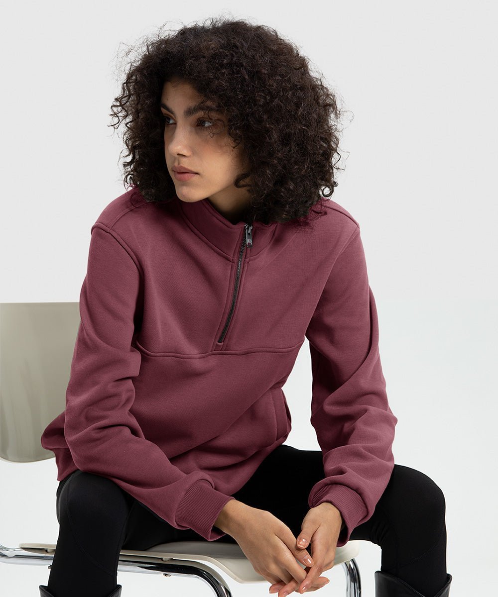 Women's 1/4 Zip Warm Fleece Casual Pullover - TBMPOY