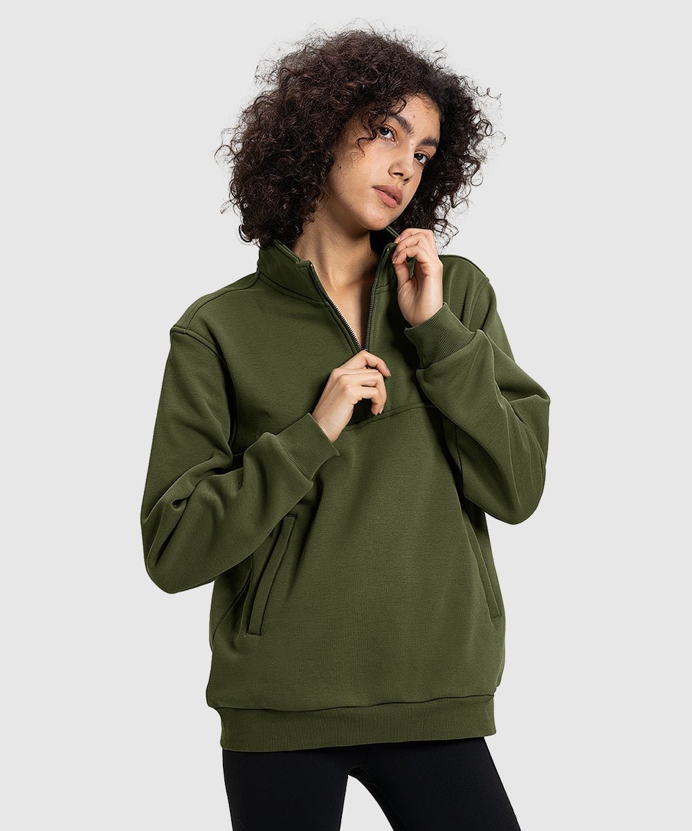 Women's 1/4 Zip Warm Fleece Casual Pullover - TBMPOY