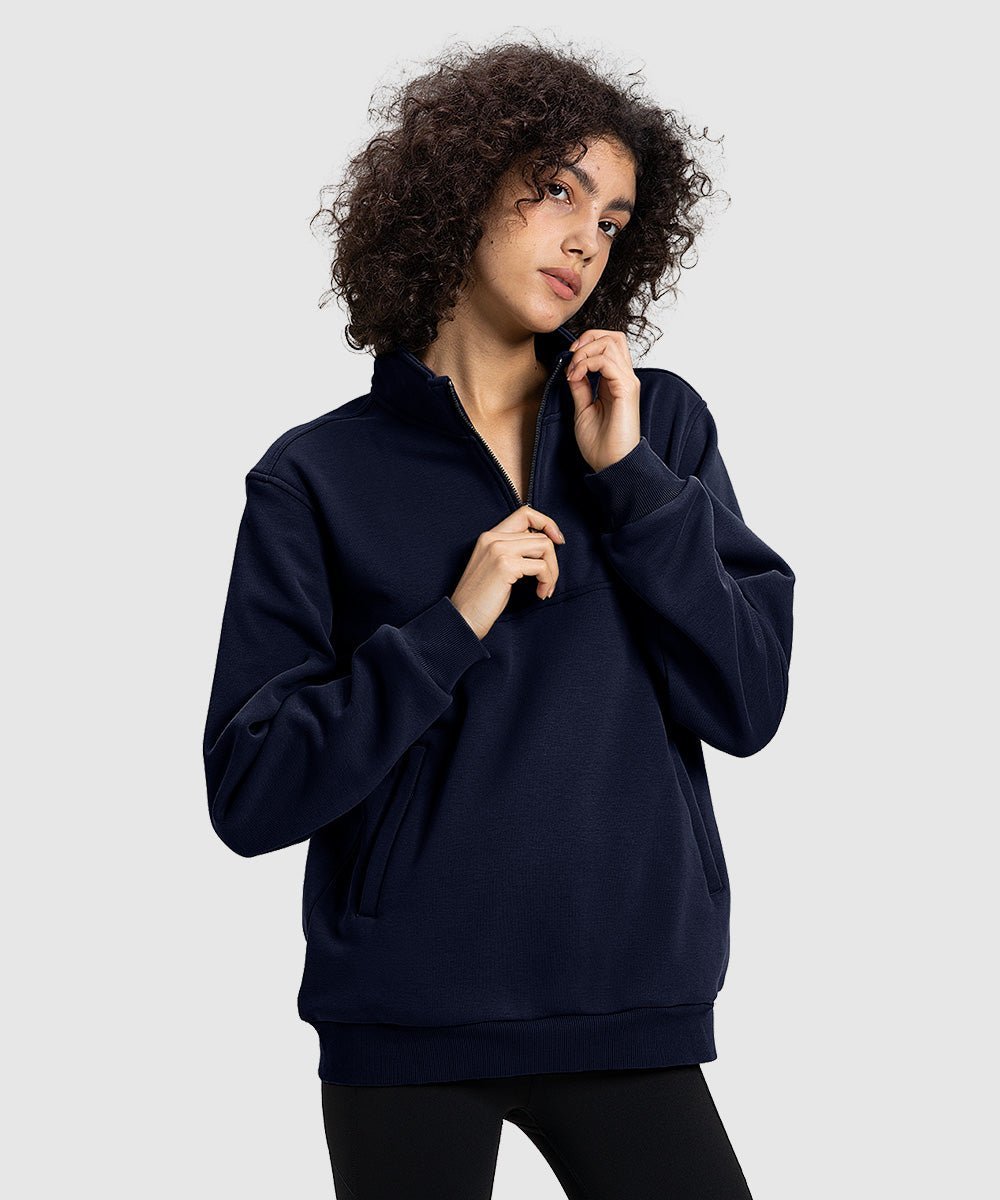 Women's 1/4 Zip Warm Fleece Casual Pullover - TBMPOY