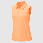 Women's UPF 50+ Quick Dry Zip Sleeveless Polo Shirt - TBMPOY
