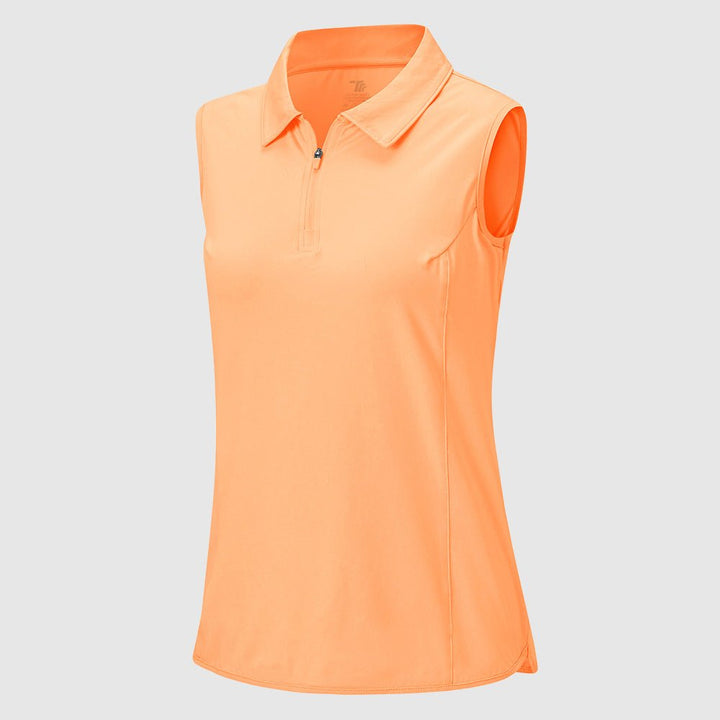 Women's UPF 50+ Quick Dry Zip Sleeveless Polo Shirt - TBMPOY