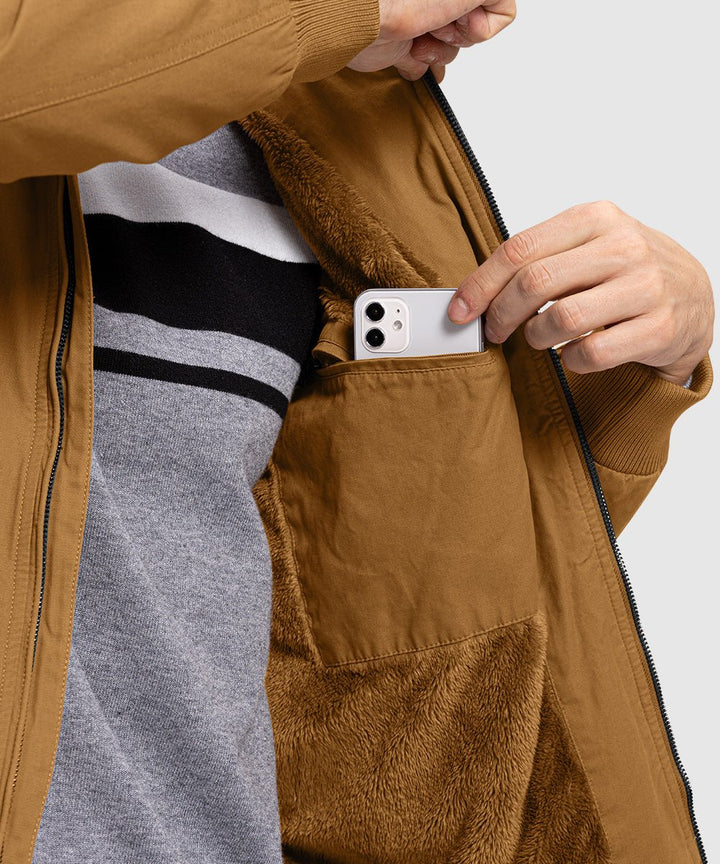 Men's Warm Full Zip Work Cotton Jacket - TBMPOY