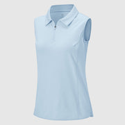 Women's UPF 50+ Quick Dry Zip Sleeveless Polo Shirt - TBMPOY