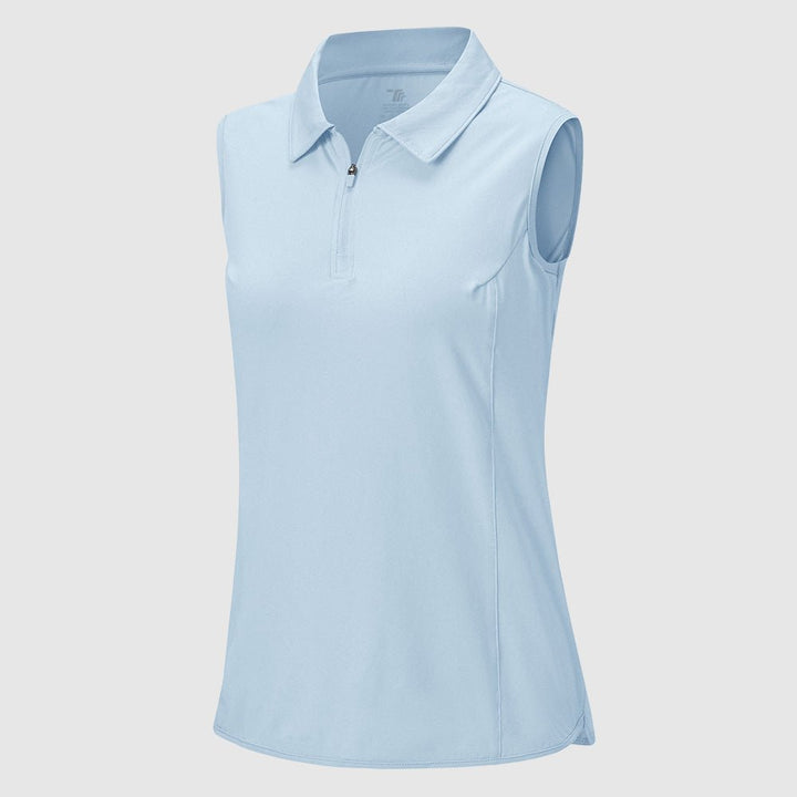 Women's UPF 50+ Quick Dry Zip Sleeveless Polo Shirt - TBMPOY