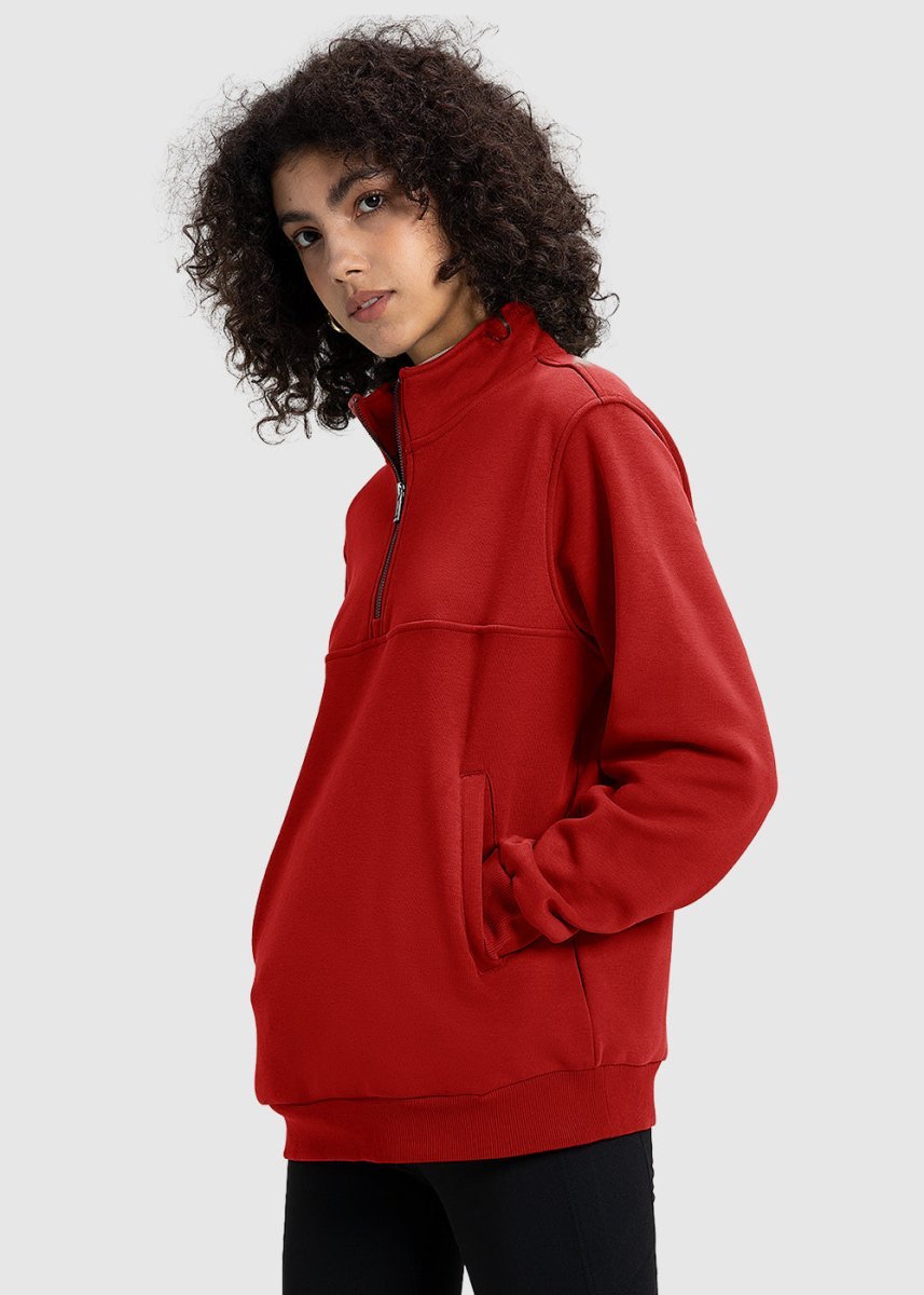 Women's 1/4 Zip Warm Fleece Casual Pullover - TBMPOY