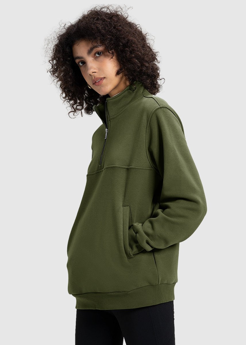 Women's 1/4 Zip Warm Fleece Casual Pullover - TBMPOY