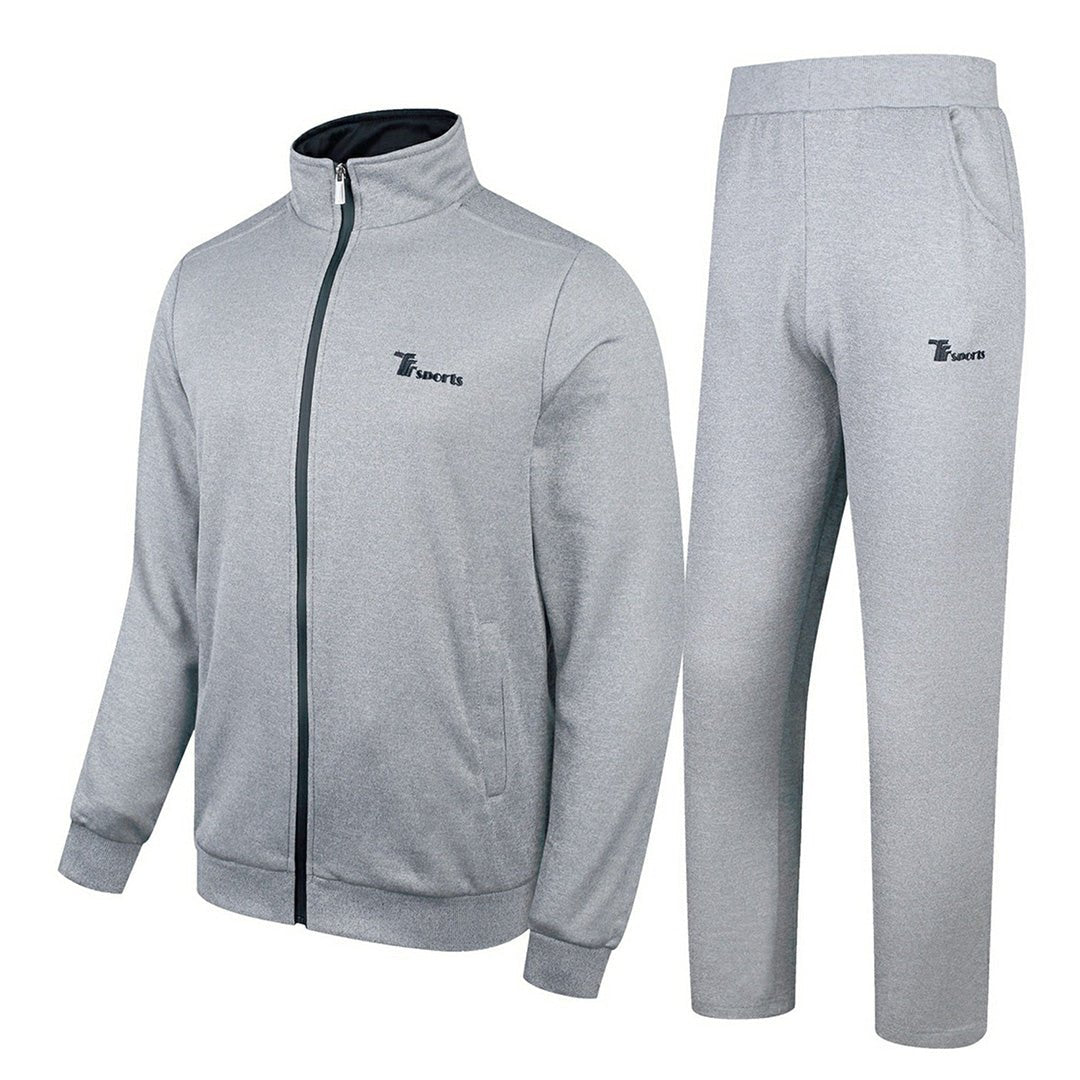 Men's Athletic Casual Full Zip Suit - Solid Color - TBMPOY