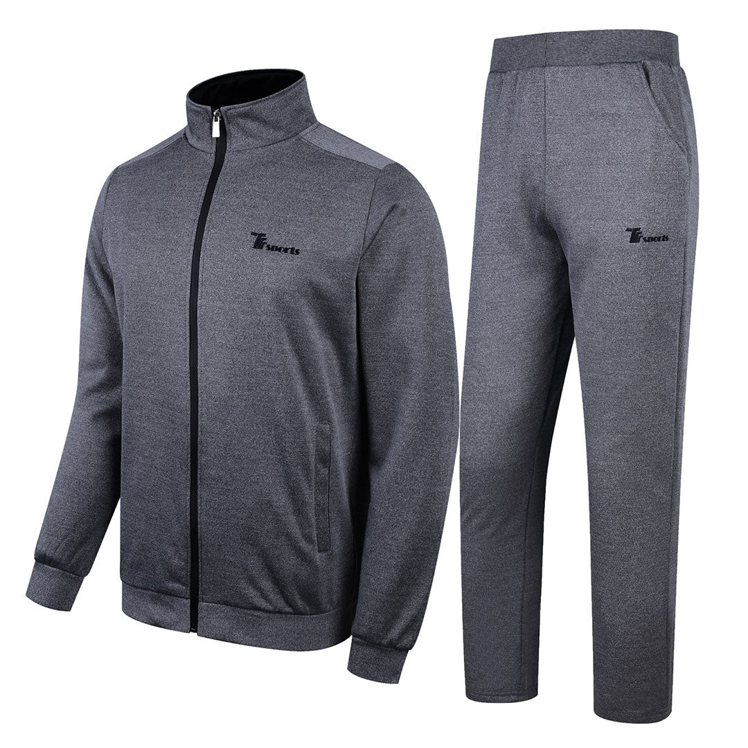 Men's Athletic Casual Full Zip Suit - Solid Color - TBMPOY