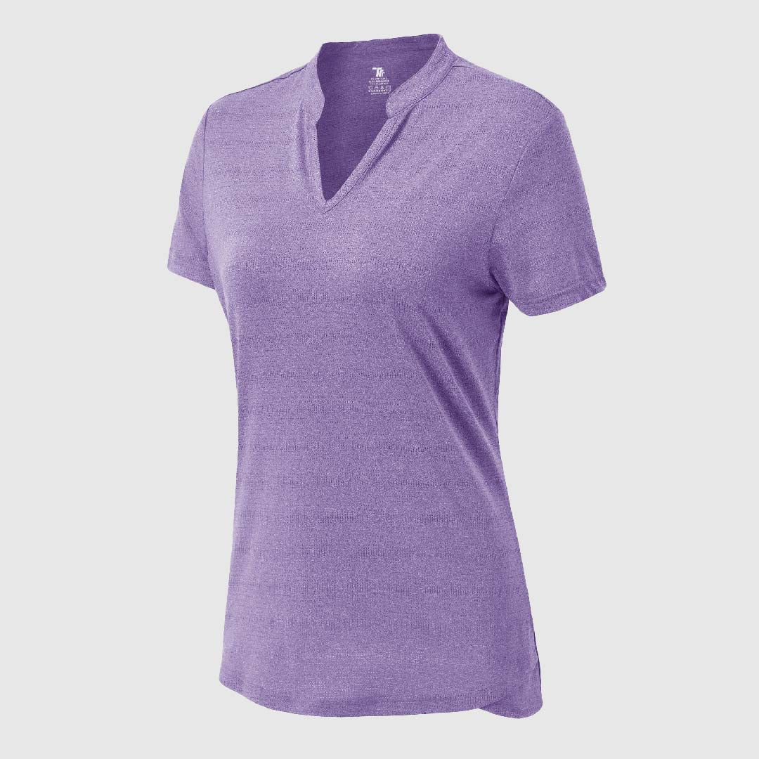 Women’s Lightweight V-Neck Short Sleeve Polo Shirts - TBMPOY