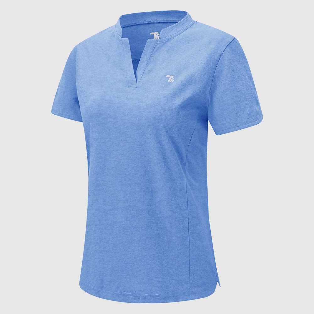 Women's Moisture Wicking V-Neck Short Sleeve Polo Shirts - TBMPOY