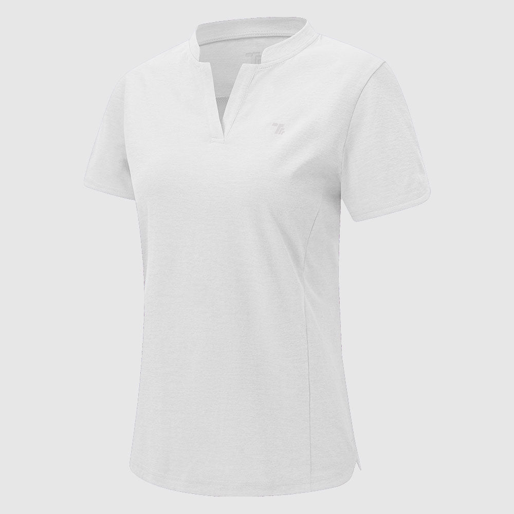 Women's Moisture Wicking V-Neck Short Sleeve Polo Shirts - TBMPOY