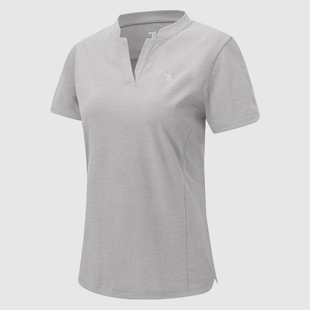 Women's Moisture Wicking V-Neck Short Sleeve Polo Shirts - TBMPOY