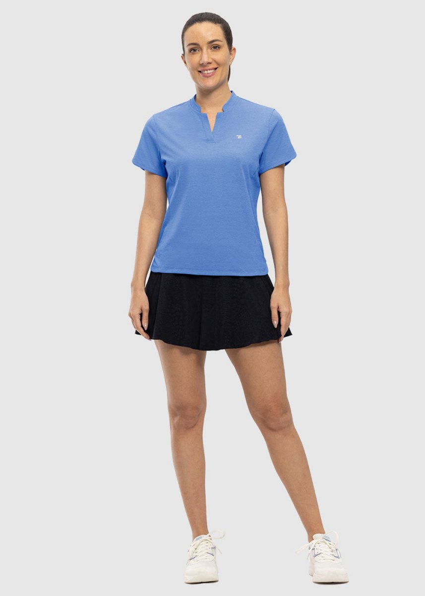 Women's Moisture Wicking V-Neck Short Sleeve Polo Shirts - TBMPOY