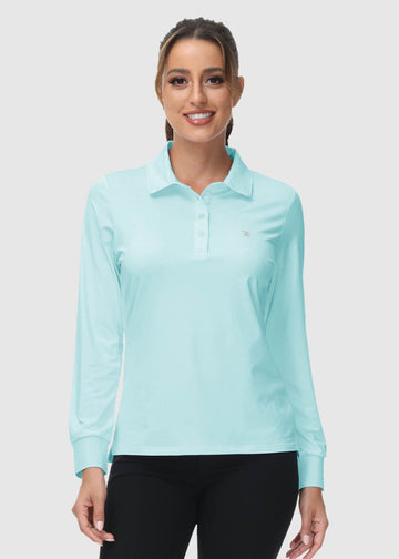 Women's Plus Size Long Sleeve Golf Polo Shirts Lightweight Dry Fit