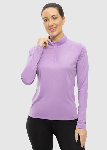 Women’s Under Armour Fitted Cold Gear Long Sleeve Purple Zip Front Top  Medium
