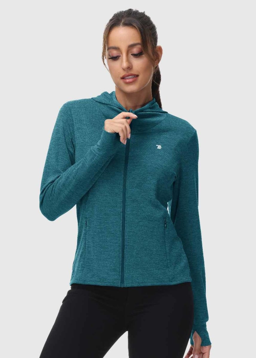 Women's UPF 50+ Full Zip Long Sleeve Shirts - TBMPOY