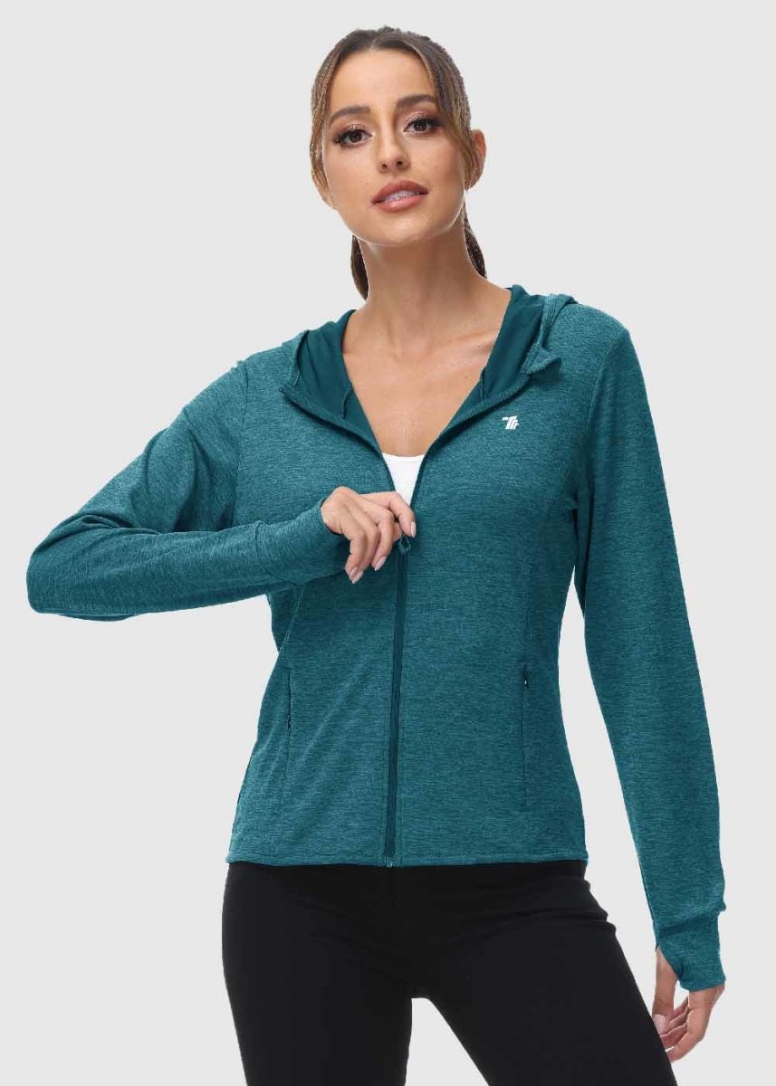 Women's UPF 50+ Full Zip Long Sleeve Shirts - TBMPOY