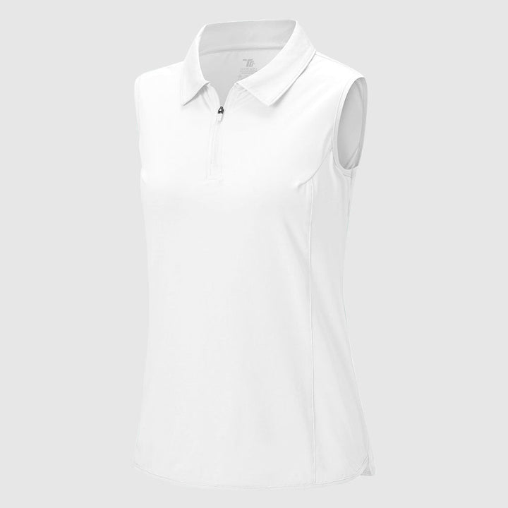 Women's UPF 50+ Quick Dry Zip Sleeveless Polo Shirt - TBMPOY