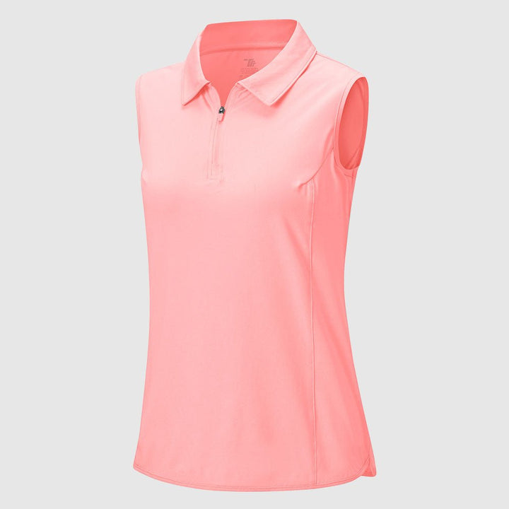 Women's UPF 50+ Quick Dry Zip Sleeveless Polo Shirt - TBMPOY