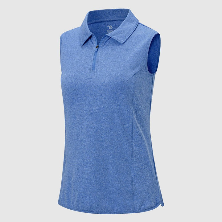 Women's UPF 50+ Quick Dry Zip Sleeveless Polo Shirt - TBMPOY