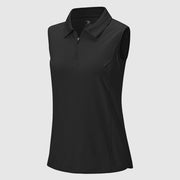 Women's UPF 50+ Quick Dry Zip Sleeveless Polo Shirt - TBMPOY