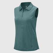 Women's UPF 50+ Quick Dry Zip Sleeveless Polo Shirt - TBMPOY
