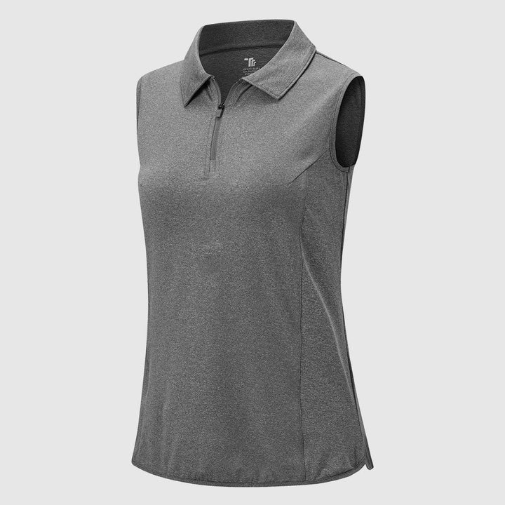 Women's UPF 50+ Quick Dry Zip Sleeveless Polo Shirt - TBMPOY