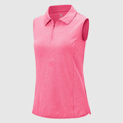 Women's UPF 50+ Quick Dry Zip Sleeveless Polo Shirt - TBMPOY