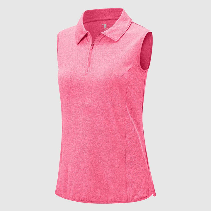 Women's UPF 50+ Quick Dry Zip Sleeveless Polo Shirt - TBMPOY