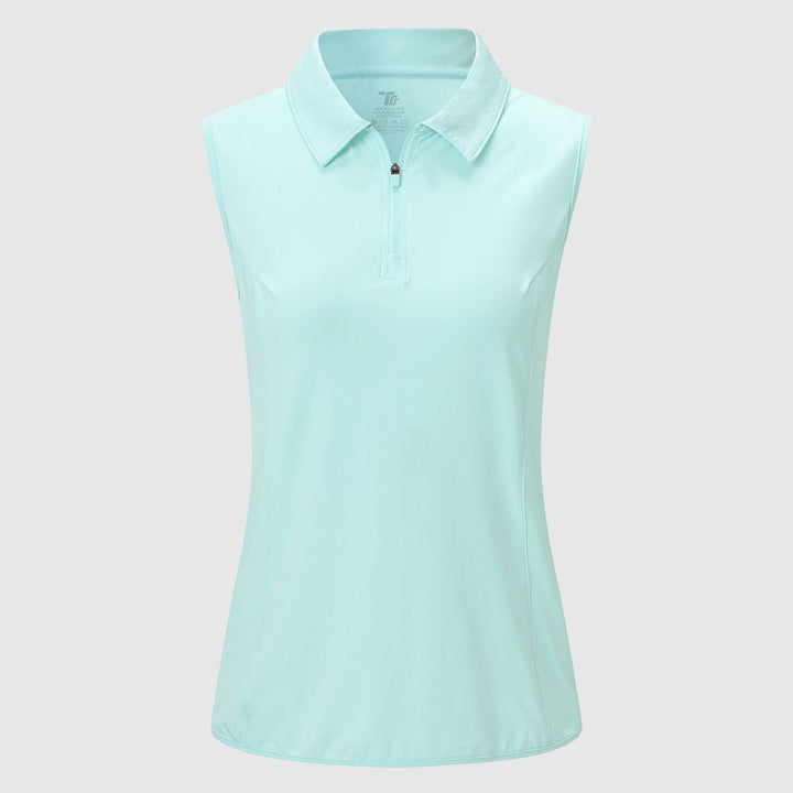 Women's UPF 50+ Quick Dry Zip Sleeveless Polo Shirt - TBMPOY