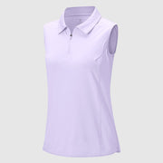 Women's UPF 50+ Quick Dry Zip Sleeveless Polo Shirt - TBMPOY