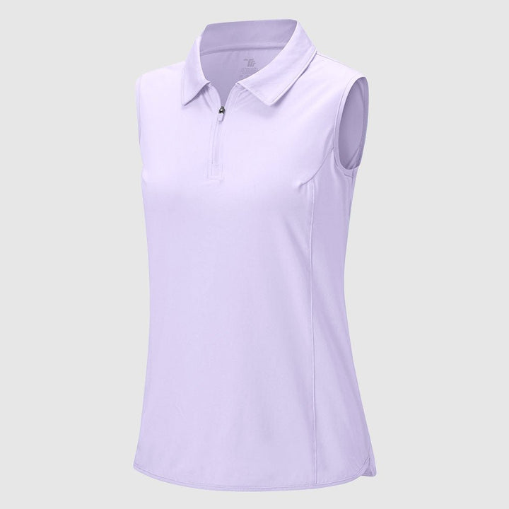 Women's UPF 50+ Quick Dry Zip Sleeveless Polo Shirt - TBMPOY