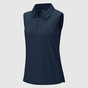 Women's UPF 50+ Quick Dry Zip Sleeveless Polo Shirt - TBMPOY