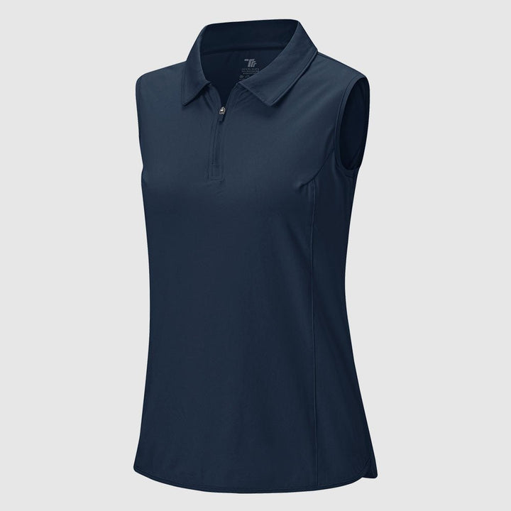 Women's UPF 50+ Quick Dry Zip Sleeveless Polo Shirt - TBMPOY