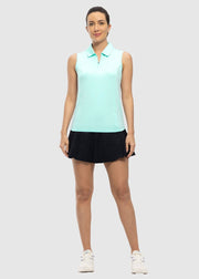 Women's UPF 50+ Quick Dry Zip Sleeveless Polo Shirt - TBMPOY