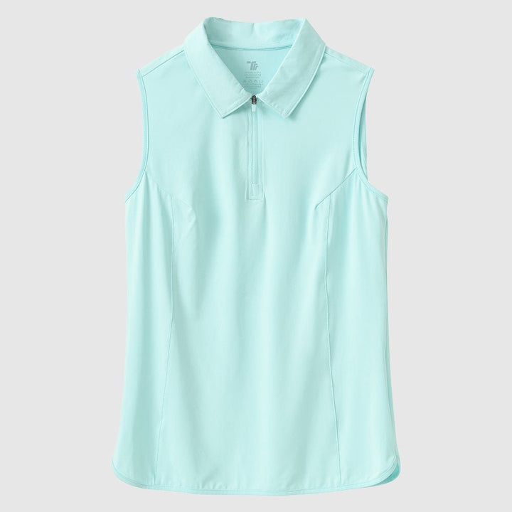 Women's UPF 50+ Quick Dry Zip Sleeveless Polo Shirt - TBMPOY